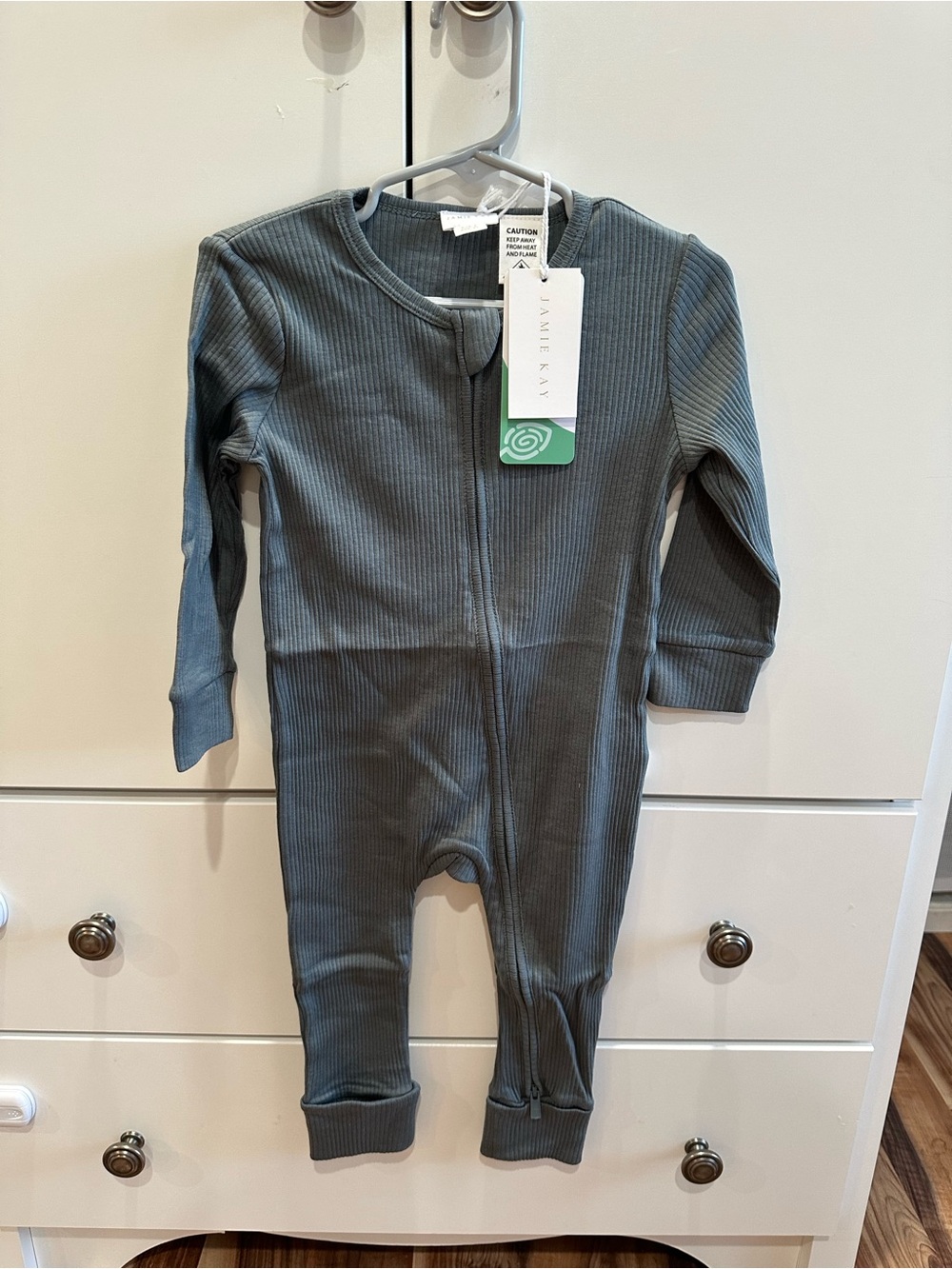 Jamie Kay Ribbed Zip Romper in Smoke